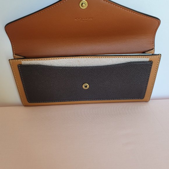 COACH Wyn Colorblock Leather Large Wallet- Light Camel Multi - Picture 9 of 16